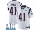 Men Nike New England Patriots #41 Cyrus Jones White Vapor Untouchable Limited Player Super Bowl LII NFL Jersey