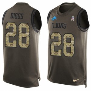 Mens Nike Detroit Lions #28 Quandre Diggs Limited Green Salute to Service Tank Top NFL Jersey