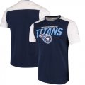 Tennessee Titans NFL Pro Line by Fanatics Branded Iconic Color Blocked T-Shirt Navy White