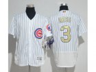 Chicago Cubs #3 David Ross White(Blue Strip) Flexbase Authentic 2017 Gold Program Stitched MLB Jersey