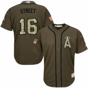 Men\'s Majestic Los Angeles Angels of Anaheim #16 Huston Street Authentic Green Salute to Service MLB Jersey