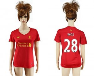 Womens Liverpool #28 Ings Red Home Soccer Club Jersey