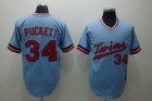 mlb minnesota twins #34 puckett baby blue[cooperstown throwback]