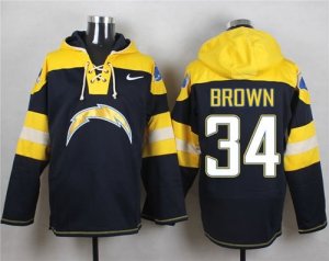 Nike San Diego Chargers #34 Donald Brown Navy Blue Player Pullover Hoodie