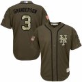 Men's Majestic New York Mets #3 Curtis Granderson Replica Green Salute to Service MLB Jersey