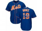 Mens Majestic New York Mets #19 Jay Bruce Authentic Royal Blue Team Logo Fashion Cool Base MLB Jersey