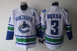 nhl vancouver canucks #3 bieksa white[a patch]