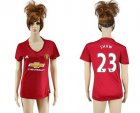 Womens Manchester United #23 Shaw Red Home Soccer Club Jersey