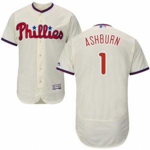 Men\'s Majestic Philadelphia Phillies #1 Richie Ashburn Cream Flexbase Authentic Collection MLB Jersey