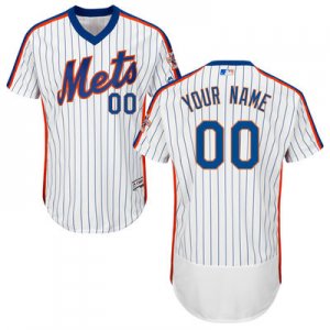 2016 Men New York Mets Majestic White Flexbase Authentic Collection Custom Jersey