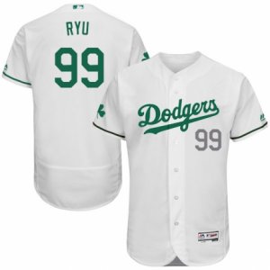 Men\'s Majestic Los Angeles Dodgers #99 Hyun-Jin Ryu White Celtic Flexbase Authentic Collection MLB Jersey