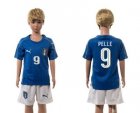 Italy #9 Pelle Blue Home Kid Soccer Country Jersey