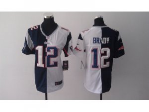 Nike Women New England Patriots #12 Tom Brady blue-white jerseys[Elite split]