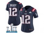Women Nike New England Patriots #12 Tom Brady Limited Navy Blue Rush Vapor Untouchable Super Bowl LII NFL Jersey