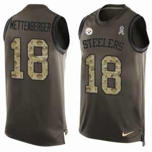 Mens Nike Pittsburgh Steelers #18 Zach Mettenberger Limited Green Salute to Service Tank Top NFL Jersey