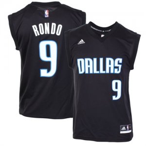 Mavericks #9 Rajon Rondo Black Fashion Replica Jersey