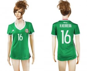 Womens Mexico #16 H.Herrera Home Soccer Country Jersey