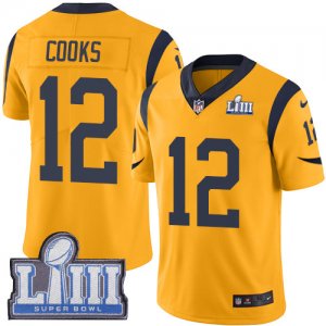 Nike Rams #12 Brandin Cooks Gold 2019 Super Bowl LIII Color Rush Limited Jersey