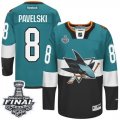 Mens Reebok San Jose Sharks #8 Joe Pavelski Premier Teal Black 2015 Stadium Series 2016 Stanley Cup Final Bound NHL Jersey