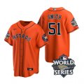 Astros #51 Will Smith Orange Nike 2022 World Series Cool Base Jersey