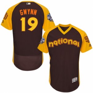 Men\'s Majestic San Diego Padres #19 Tony Gwynn Brown 2016 All-Star National League BP Authentic Collection Flex Base MLB Jersey
