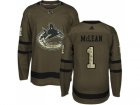 Adidas Vancouver Canucks #1 Kirk Mclean Green Salute to Service Stitched NHL Jersey