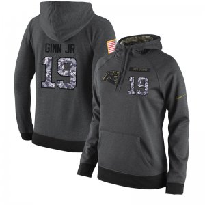 NFL Women\'s Nike Carolina Panthers #19 Ted Ginn Jr Stitched Black Anthracite Salute to Service Player Performance Hoodie