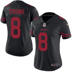 Womens Nike San Francisco 49ers #8 Steve Young Black Stitched NFL Limited Rush Jersey