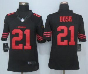 Nike San Francisco 49ers #21 Bush Black Jerseys(Limited)