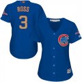 Chicago Cubs #3 David Ross Blue Women World Series Champions Gold Program Cool Base Jersey