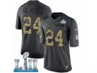 Youth Nike New England Patriots #24 Stephon Gilmore Limited Black 2016 Salute to Service Super Bowl LII NFL Jersey