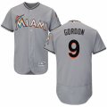 Mens Majestic Miami Marlins #9 Dee Gordon Grey Flexbase Authentic Collection MLB Jersey