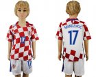 Croatia #17 Mandzukic Home Kid Soccer Country Jersey