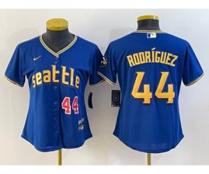 Women\'s Seattle Mariners #44 Julio Rodriguez Number Blue 2023 City Connect Cool Base Stitched Jersey