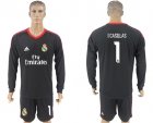 2017-18 Real Madrid 1 I CASILLAS Black Long Sleeve Goalkeeper Soccer Jersey