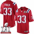 Youth Nike New England Patriots #33 Kevin Faulk Elite Red Alternate Super Bowl LI 51 NFL Jersey