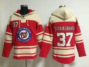 MLB washington nationals #37 strasburg red[pullover hooded sweatshirt]