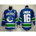 youth nhl vancouver canucks #16 linden blue[c patch]