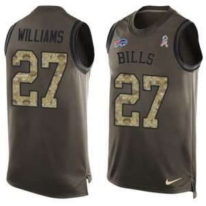 Mens Nike Buffalo Bills #27 Duke Williams Limited Green Salute to Service Tank Top NFL Jersey