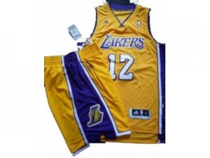 NBA Los Angeles Lakers #12 Dwight Howard yellow[Revolution 30 Swingman]& Shorts Suit