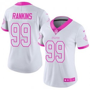 Womens Nike New Orleans Saints #99 Sheldon Rankins White Pink Stitched NFL Limited Rush Fashion Jersey