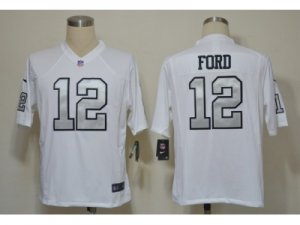 Nike NFL Oakland Raiders #12 Jacoby Ford White Jerseys(Game grey number)