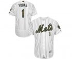 Men's Majestic New York Mets #1 Chris Young Authentic White 2016 Memorial Day Fashion Flex Base MLB Jersey