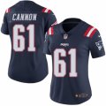 Women's Nike New England Patriots #61 Marcus Cannon Limited Navy Blue Rush NFL Jersey