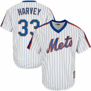 Men\'s Majestic New York Mets #33 Matt Harvey Replica White Cooperstown MLB Jersey