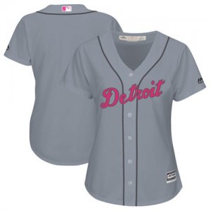 Tigers Blank Gray Women Mothers Day Cool Base Jersey