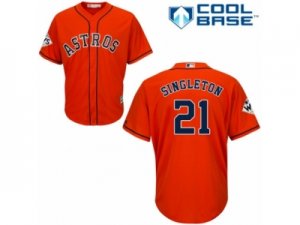 Youth Majestic Houston Astros #21 Jon Singleton Replica Orange Alternate 2017 World Series Bound Cool Base MLB Jersey