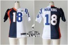 2014 super bowl xlvii nike women nfl jerseys denver broncos #18 manning white-blue-orange[nike split][new]