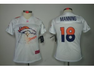 Nike Women NFL Denver Broncos #18 Peyton Manning White(2012 Fem Fan Elite Jerseys)