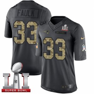 Mens Nike New England Patriots #33 Kevin Faulk Limited Black 2016 Salute to Service Super Bowl LI 51 NFL Jersey